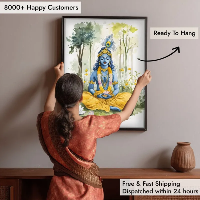 Sacred Balachandra Spiritual Archival Paper Wall Painting With Frame - Black media 6