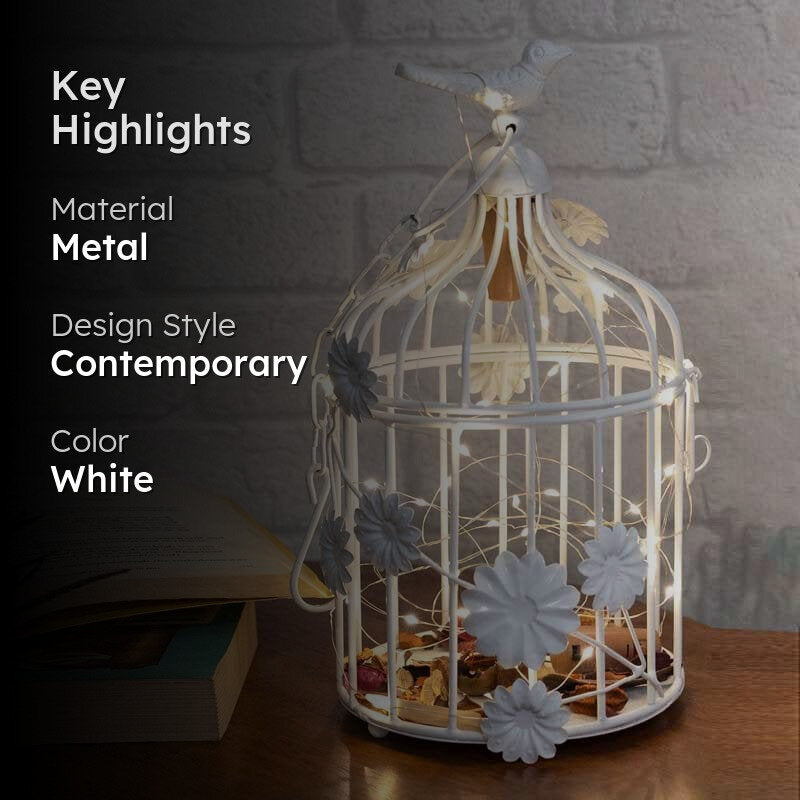 Birdcage Metal Ceiling Lamp with Fairy Lights media 2