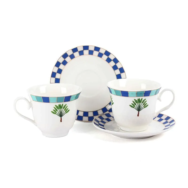 BlossomCharm 24k Gold Brushed Porcelain Tea Cup (300 mL Each) -  Twelve Piece Set media 4