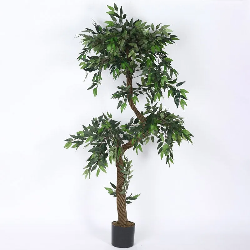 Faux Realtouch Green Eucalyptus Tree With Black Plastic Pot - 5.9 Feet media 4