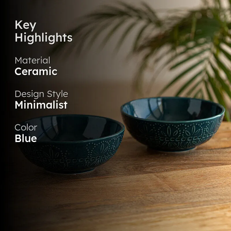 Pushti Ceramic Serving Bowl (600 mL) - Set Of Two media 2