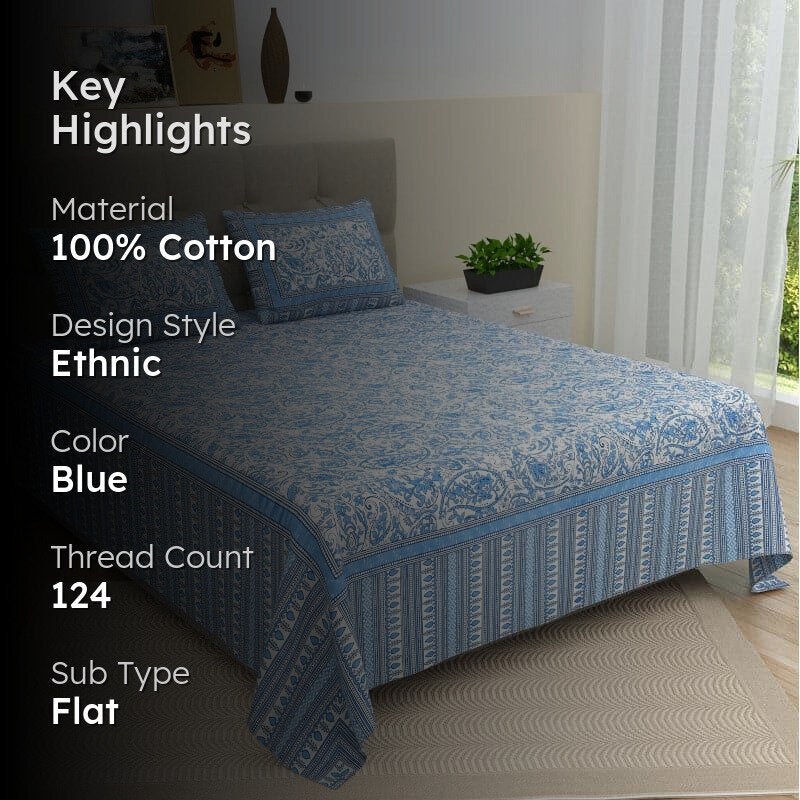 Davinsa Ethnic Cotton Bedsheet - 124 TC media 2
