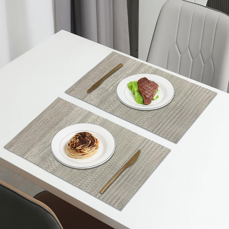 Silver Rectangle PVC Table Mats - Set Of Two