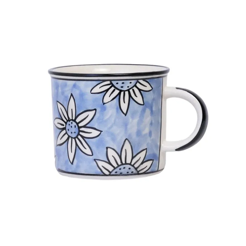 Ceramic Ceramic Coffee Mug (300 mL Each,Blue,White) - Set Of Four media 4