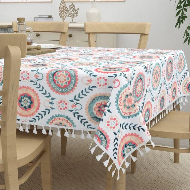 Niva Floral Table Cloth - White & Red media 4