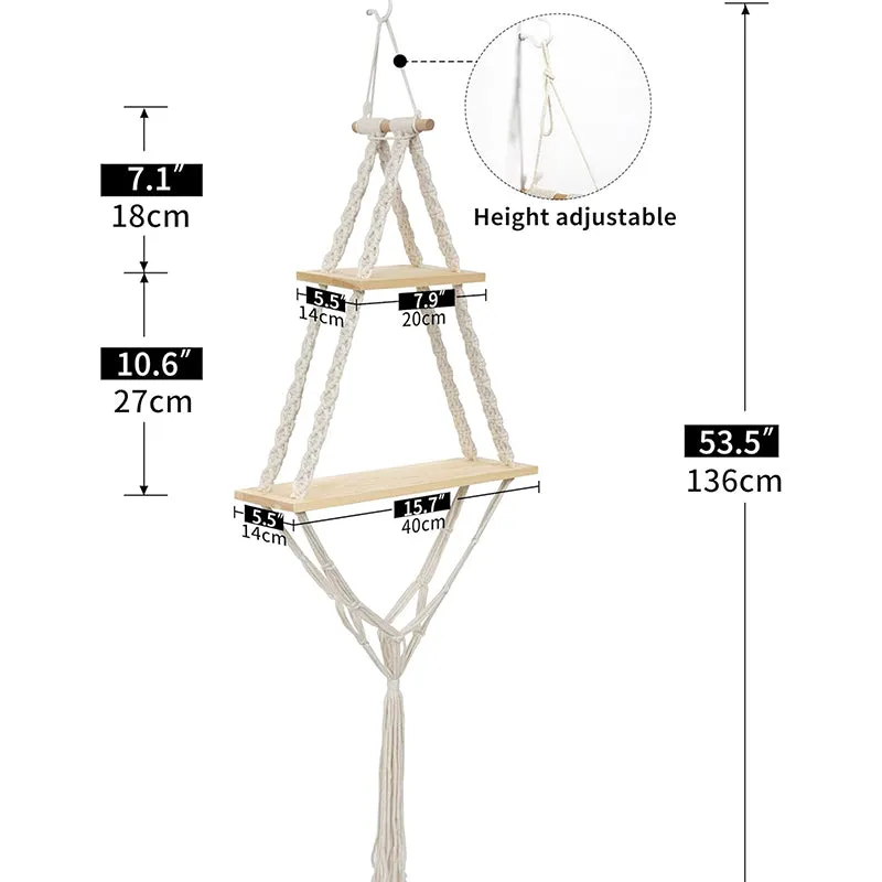 Tressa Macrame Wall Shelf media 8