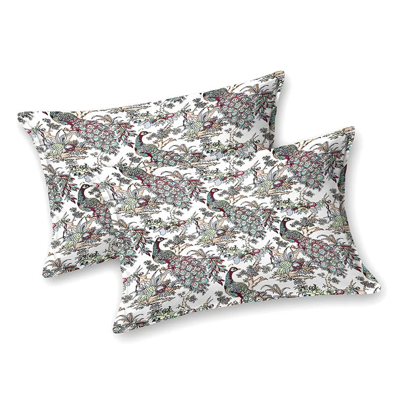 Vibrant Mor Floral Cotton Bedsheet (Green & White) - 160 TC media 7