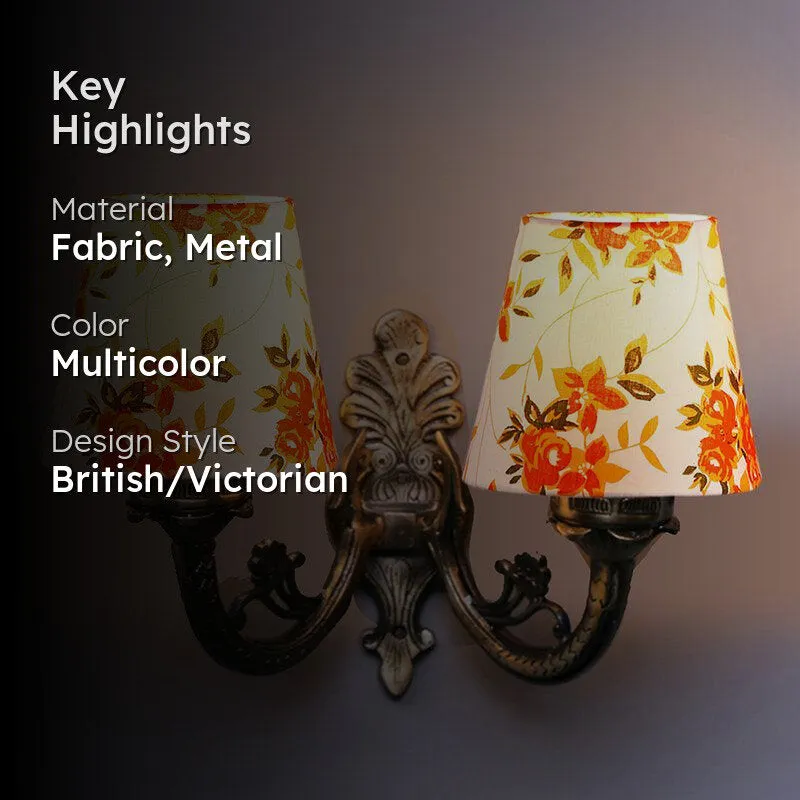 Vintage Ibis Flora Conical Duo Fabric & Metal Wall Lamp media 2