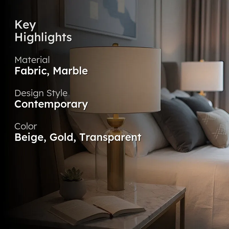 AarviDecor Rockwell Glass Table Lamp - White media 2