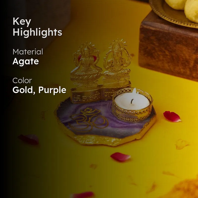 Laxmi Ganesha Kripa Tealight Candle Holder - Violet media 2