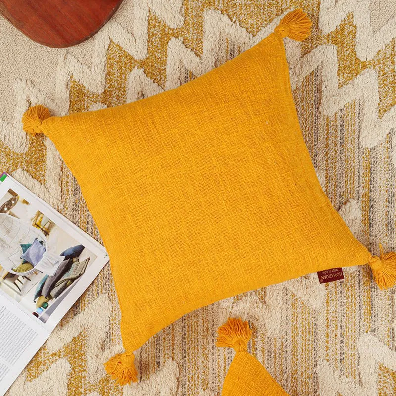 Claira Solid Cushion Cover (Mustard Yellow) - Set Of Two media 3