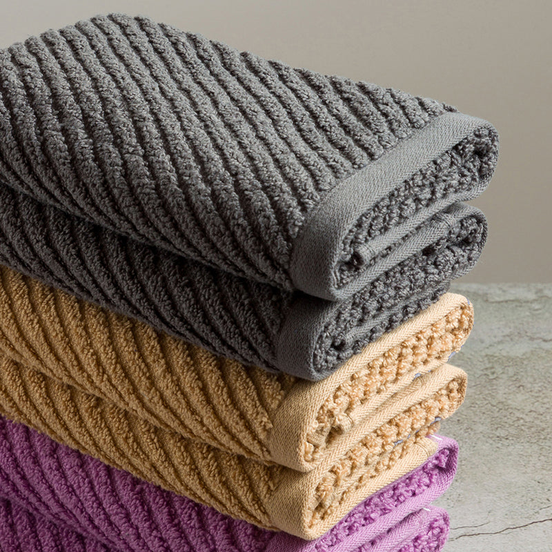 Nautica Riviera Soft Cotton Hand & Face Towel (Dark Grey, Light Tan & Lilac) - Set Of Six media 5