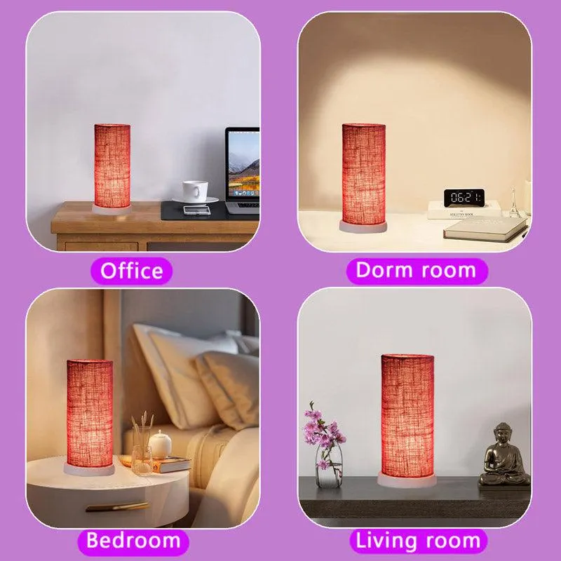 Esto Tower Wooden Table Lamp With Jute Shade - Maroon,White media 6
