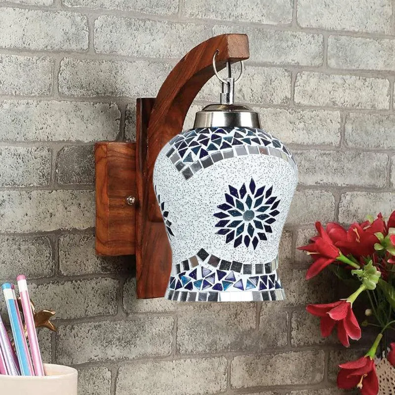 Prita Forma Mosaic Glass & Wooden Wall Lamp media 3