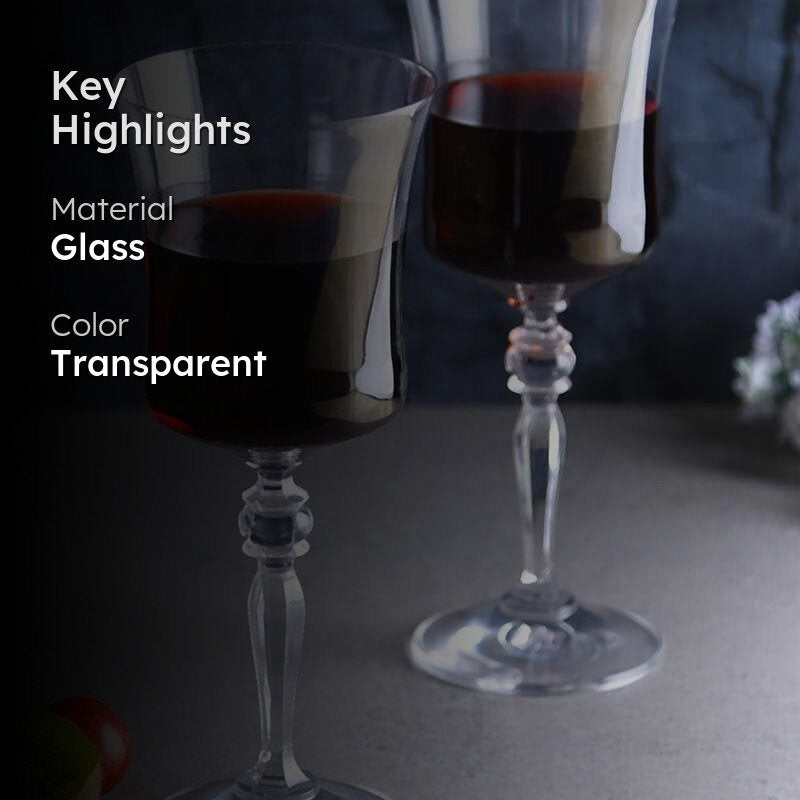Old-school Bohemia Crystal Red Wine Glasses (300 ml) - Set of Six image 2