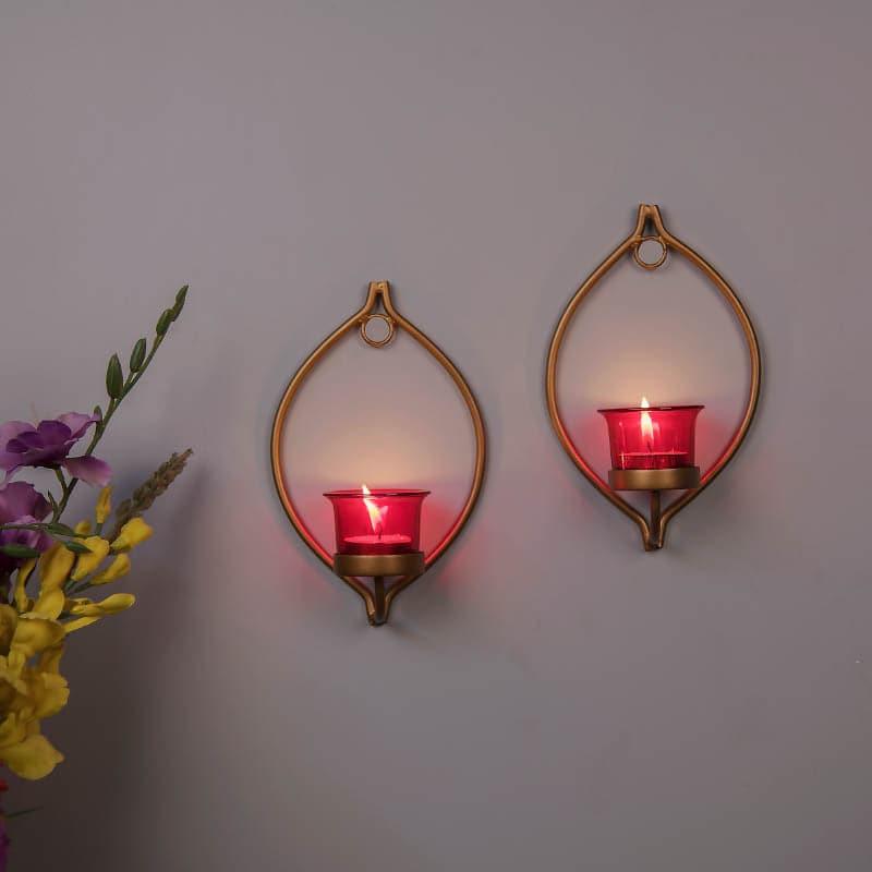 Leafy Sconce Candle Holder (Red) - Set Of Two media 3