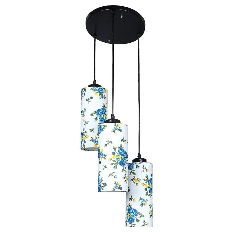 Cylentra Triple Metal Ceiling Lamp - White & Blue media 4