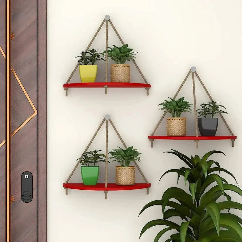 Pop Space (MDF,Wood) Shelves - Set Of Three