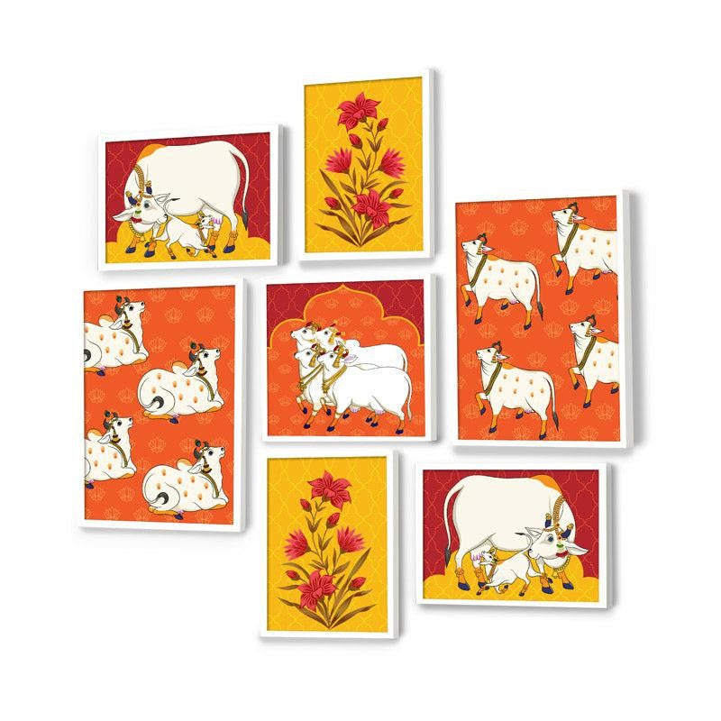 Pichwai Delight Wall Art - Set Of Seven media 4