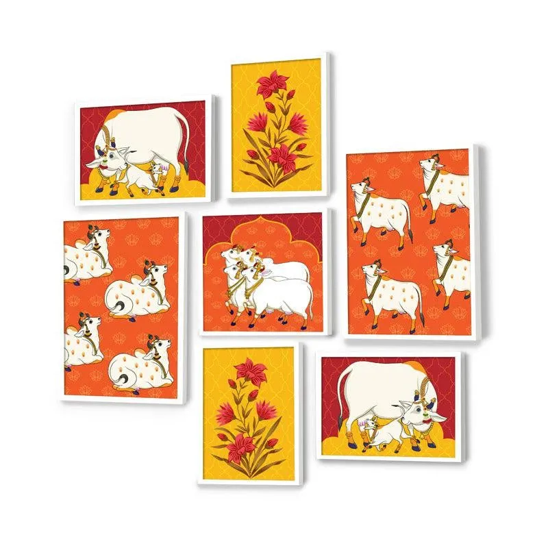 Pichwai Delight Wall Art - Set Of Seven media 4