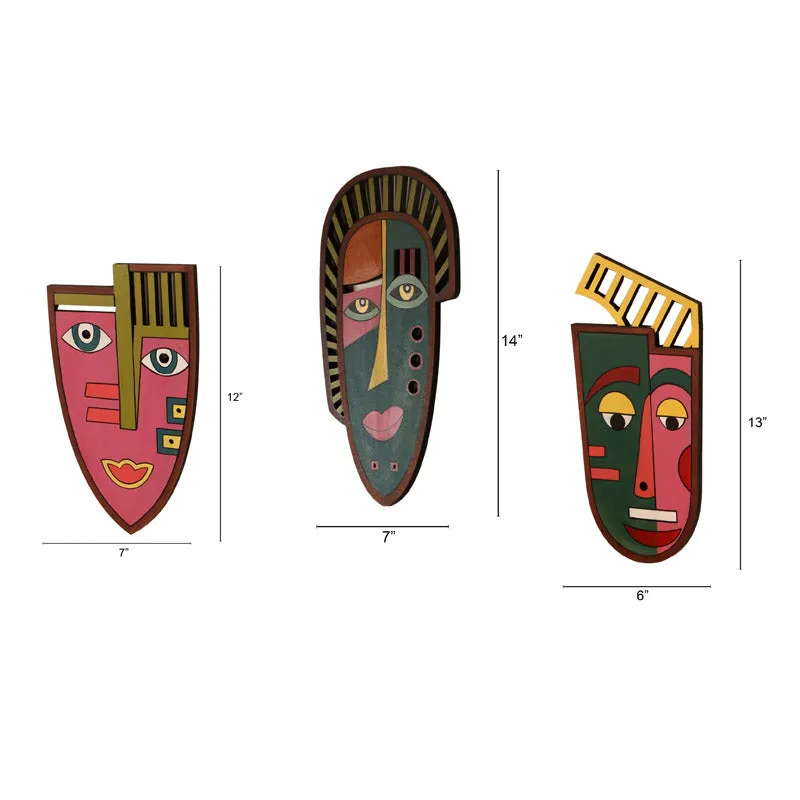 Kahani Mask Wooden Wall Accent - Set of Three media 6