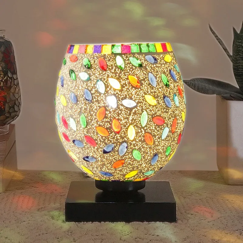 Flarin Mosaic Glass Table Lamp With Wooden Base - Multicolor media 2