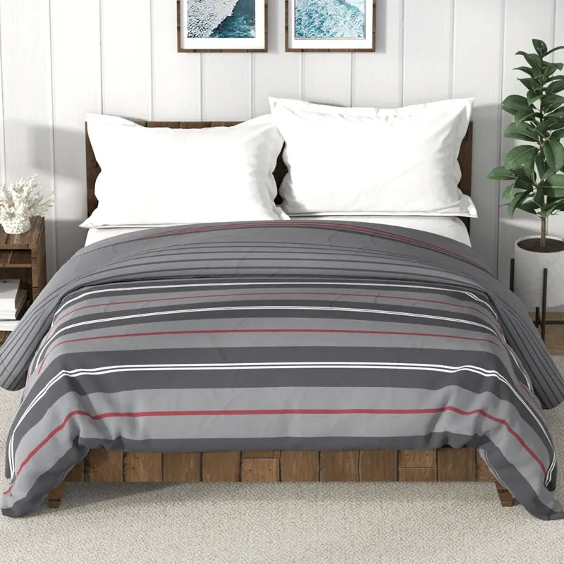 Nautica Stripe Symphony Comforter (Grey,Maroon) - 130 GSM media 3