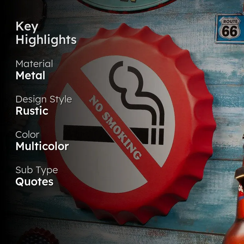No Smoking Bottle Cap Metal Wall Accent media 2