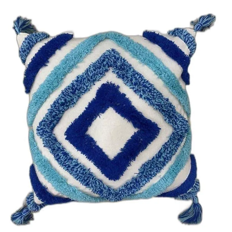 Blue Bath Tufted Cushion Cover - Set Of Two media 4