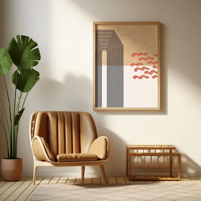Earthbound Geometry Canvas Wall Painting With Brown Frame media 6