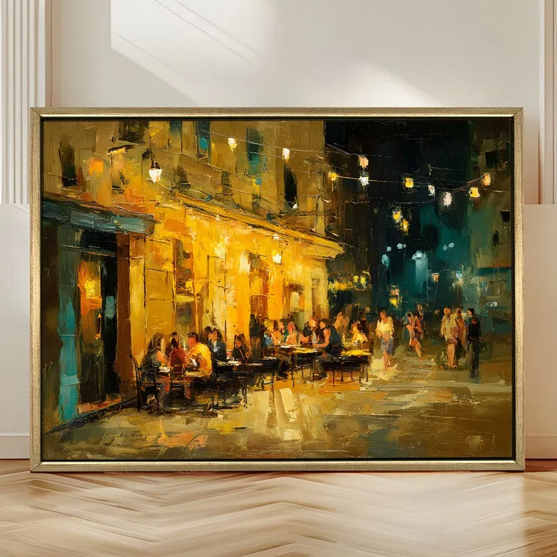 Evening Cafe Canvas Wall Painting With Frame media 4