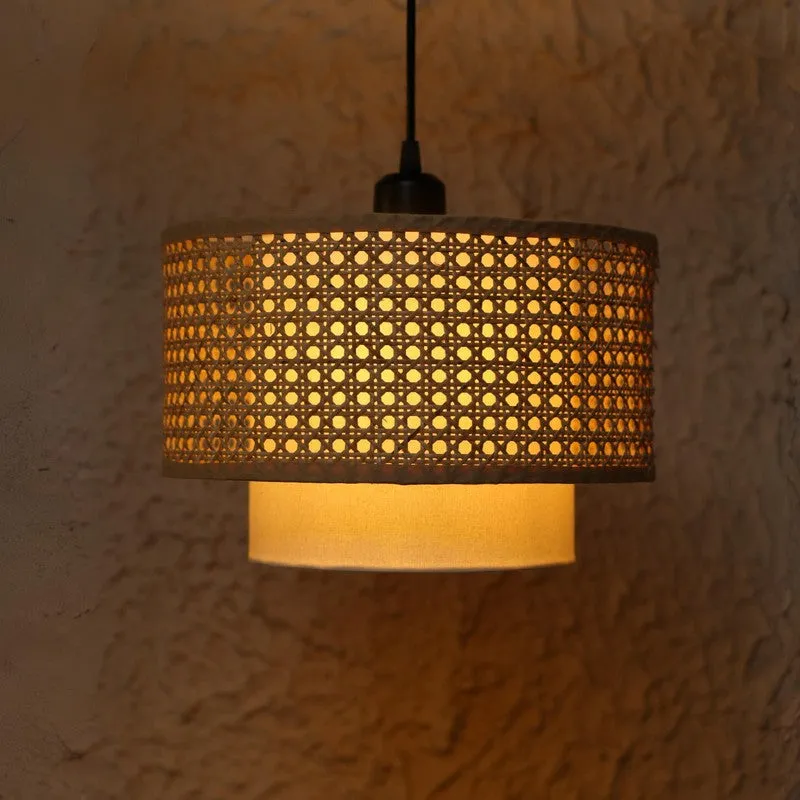 Darlinor Rattan Boho Ceiling Lamp - Brown media 4