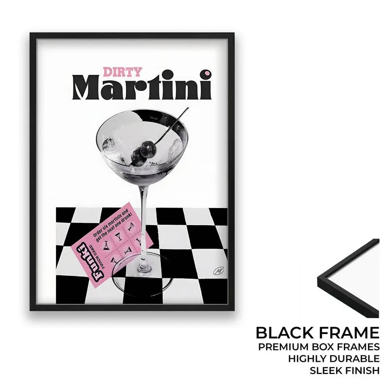Checks Martini Archival Canvas Wall Art - Black media 8
