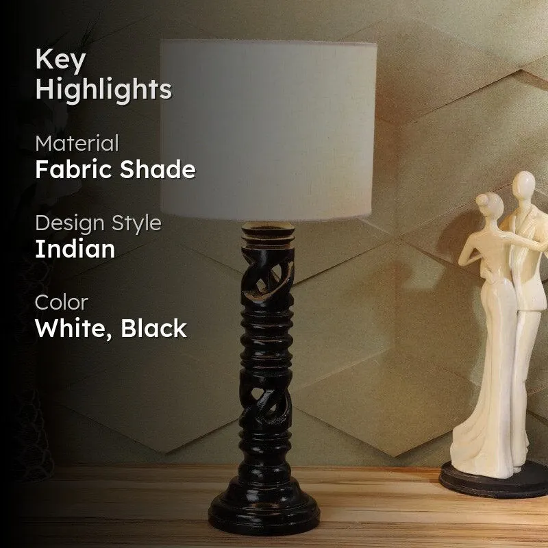 Urbane Wynn Fabric Table Lamp - White,Black media 2