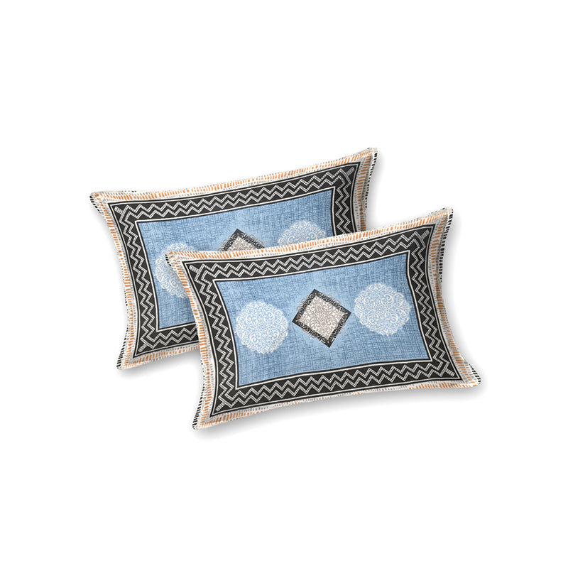 Metro Matrix Geometric Cotton  Bedsheet (Blue) - 140 TC media 5