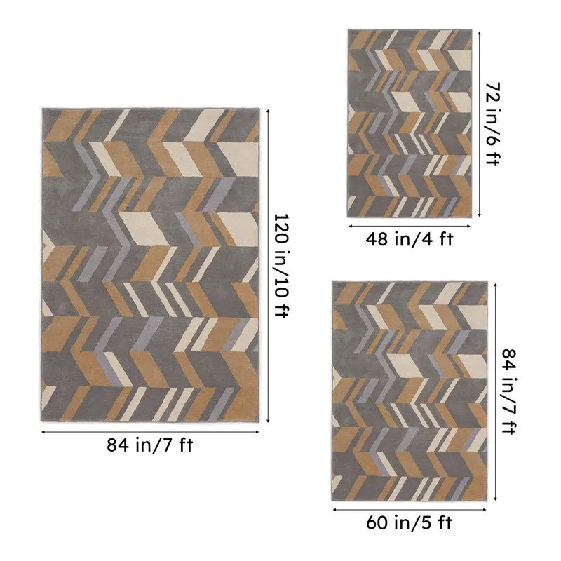 Alcinous Hand Tufted Geometric Wool & Nylon Carpet - Grey media 15