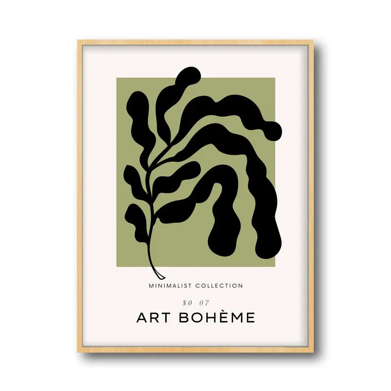 Boho Frond Canvas Wall Painting With Brown Frame media 3