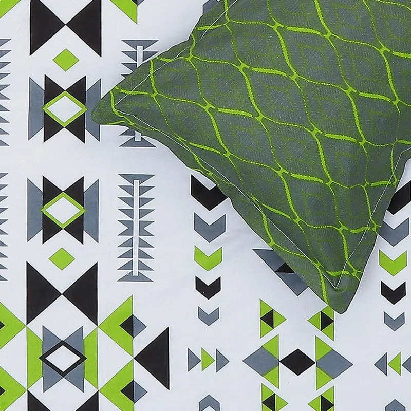 Monte Carlo Magique Angle Cotton Bedsheet (White,Green) - 104 TC media 6