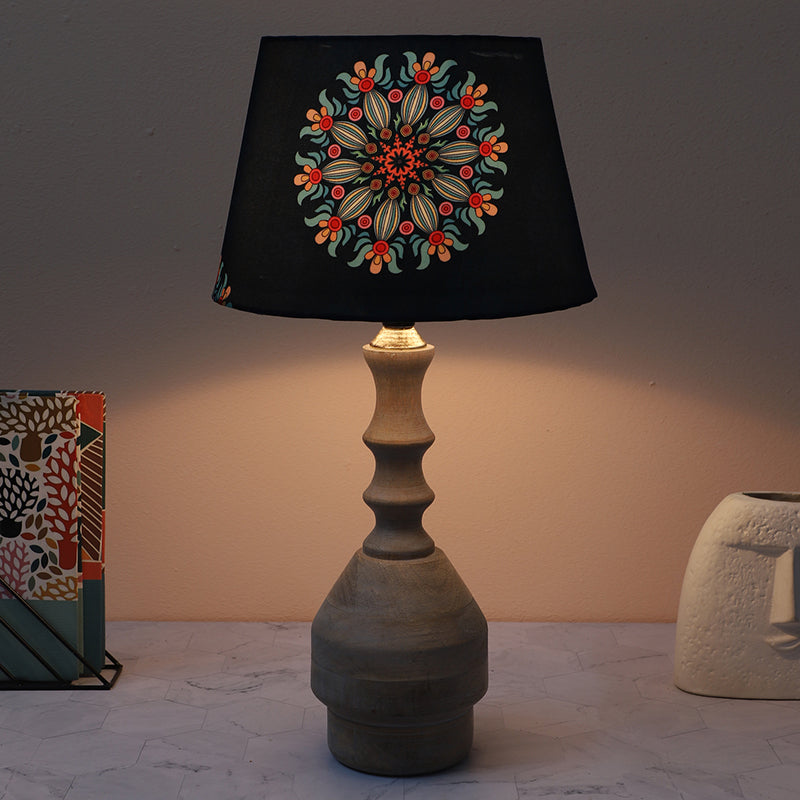 Toile Glyph Printed Mango Wood Table Lamp - Multicolor