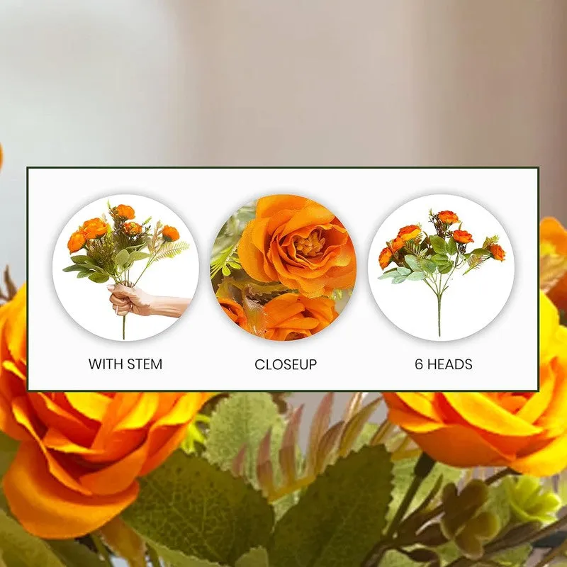 Yarr-Rozy Rose Artificial Flower Stick - Orange media 7