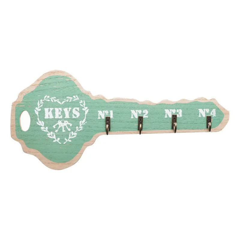 Green key-shaped key holder displayed on a white background