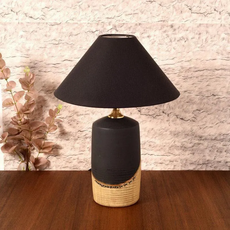 Trijal Terracotta Table Lamp - Black,Beige media 3