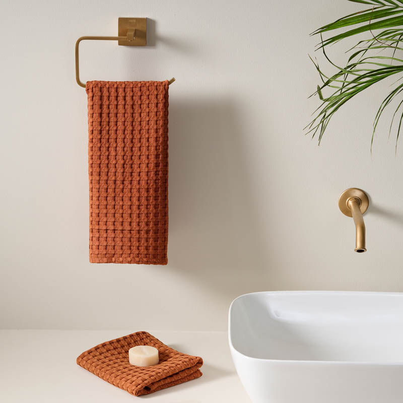 Cloud Soft Waffle Hand Towel (Brown) - Set of Two