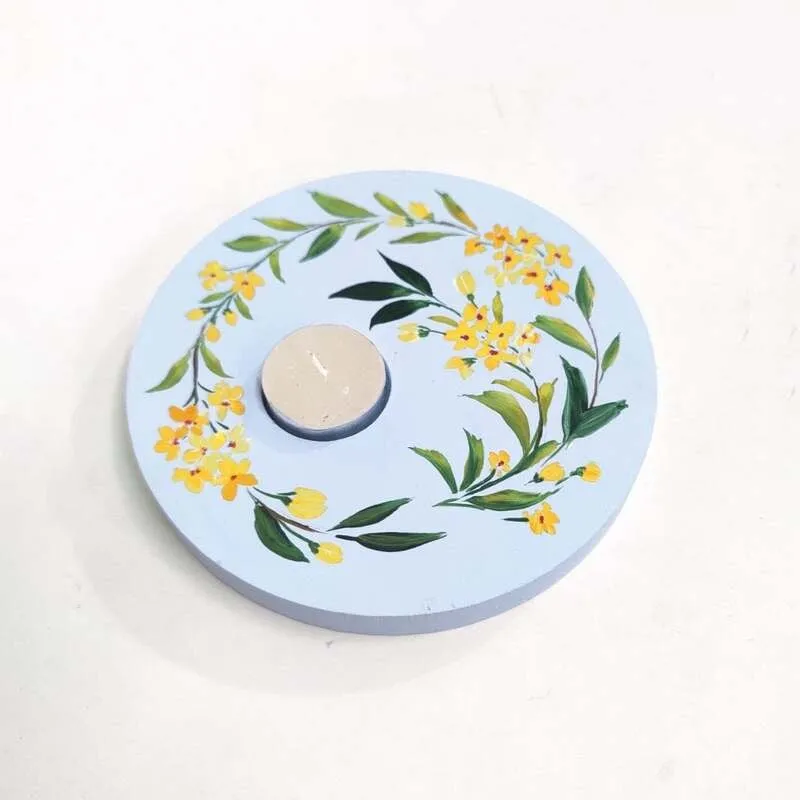 Yellow Bliss Handpainted Tealight Candle Holder media 1