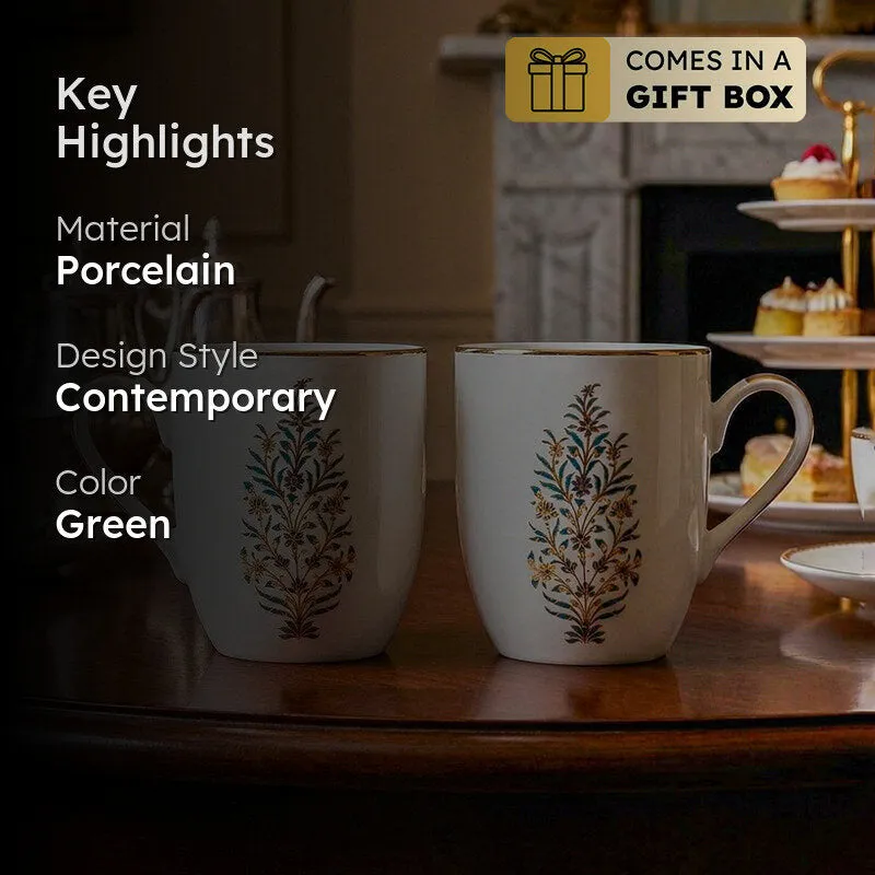 Gilded Shahi Coupe 24k Gold Brushed Porcelain Coffee Mug(280 mL Each) - Set Of Two media 2