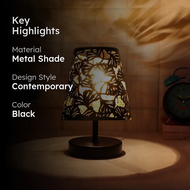 Otravo Flora Etched Metal Table Lamp - Black media 2