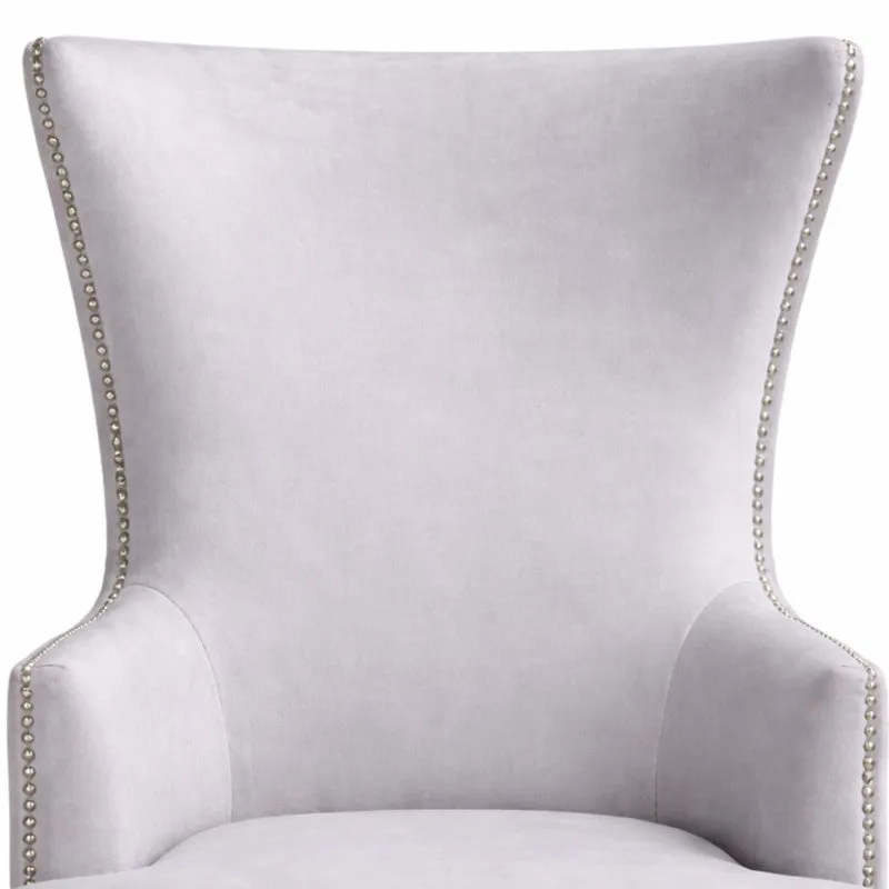 Elysian Teak Wood & Velvet Plush Lounge Chair - Grey media 6