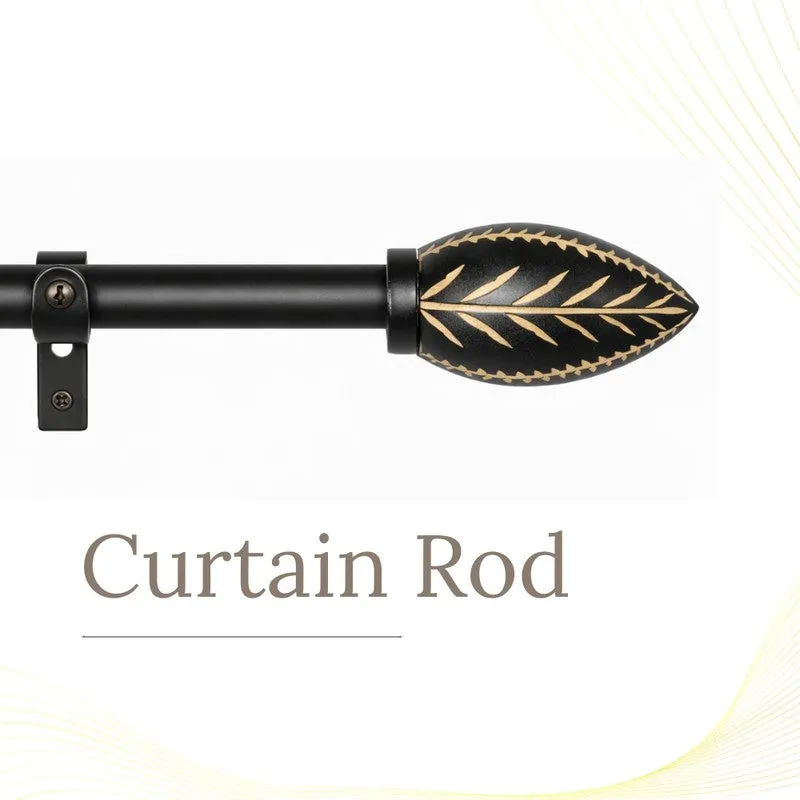 Foliara Extendable 1" Single Curtain Rod With Oval Finial & Brackets media 3