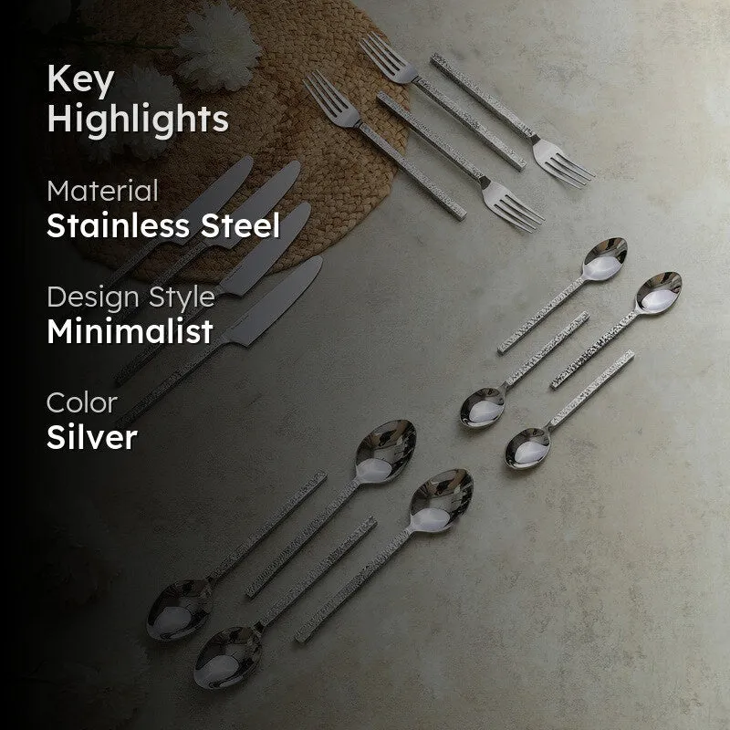 Silvora Stainless Steel Cutlery Set (Silver) - Sixteen Piece Set media 2