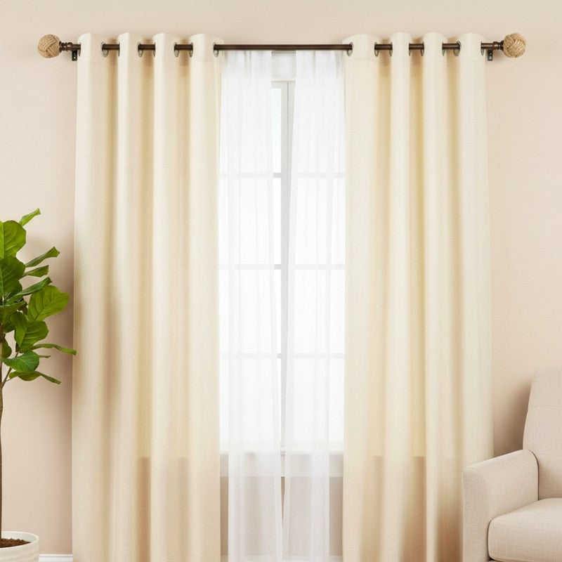 Archiron Extendable 1" Single Curtain Rod With Round Finial & Brackets media 3